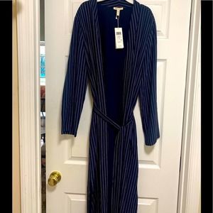 Eileen Fisher Navy Striped Kimono Cardigan L